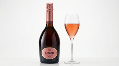 Dégustation Ruinart Rosé champagne brut — robe saumon reflets cuivrés